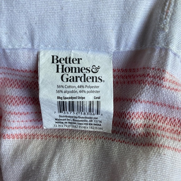 Better Homes And Gardens Coral and White Striped Fabric Shower Curtain - Picture 2 of 5